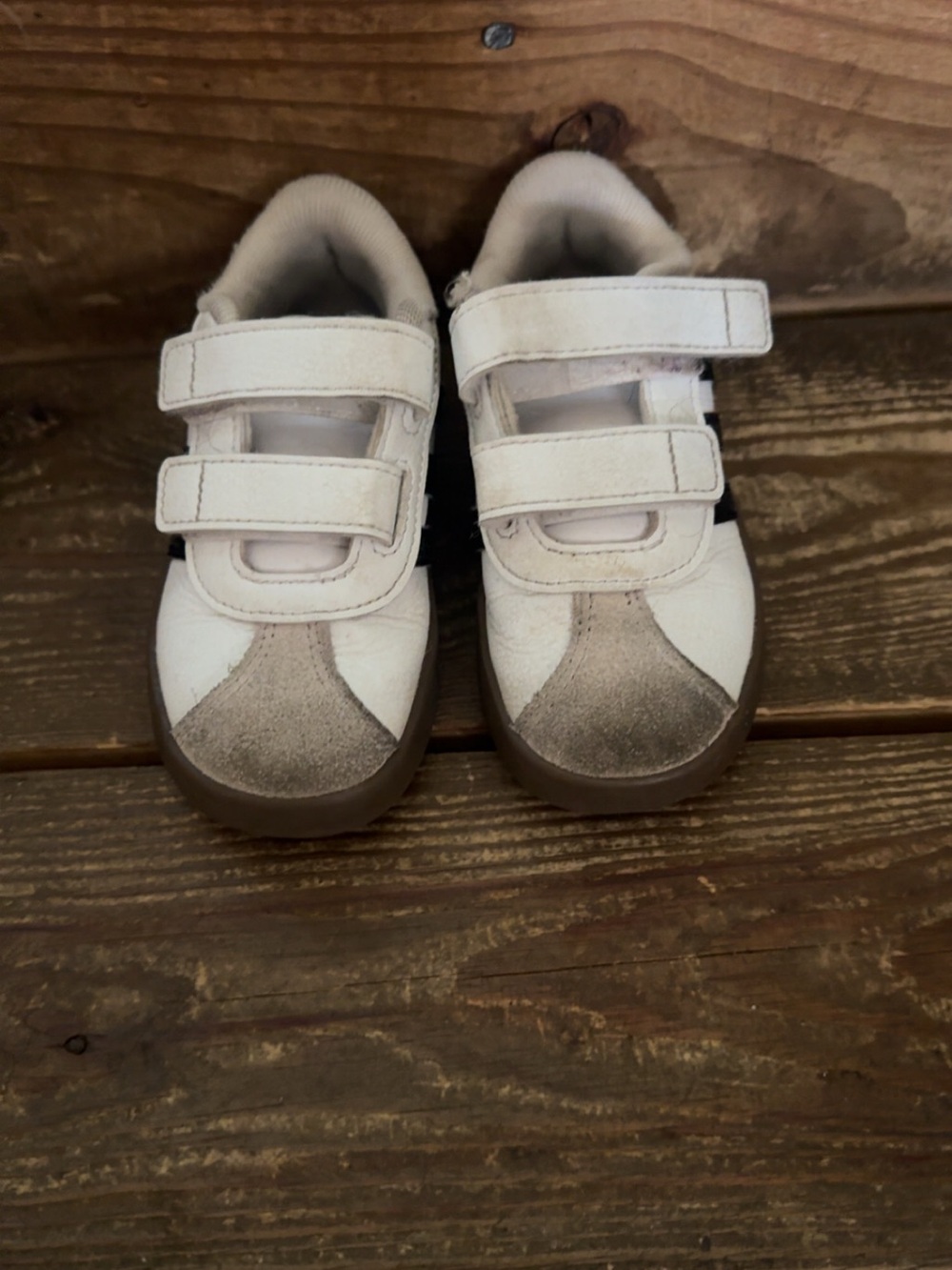 Kids White and Gray Velcro Sneakers